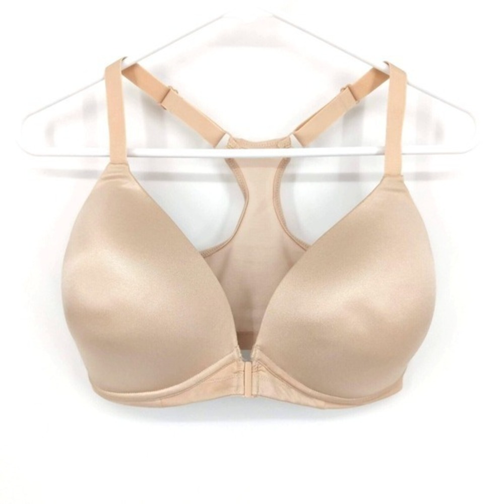 Breezies Shimmer Microfiber Front Close Wirefree Bra Sunbeige 36DDD New - Picture 3 of 6